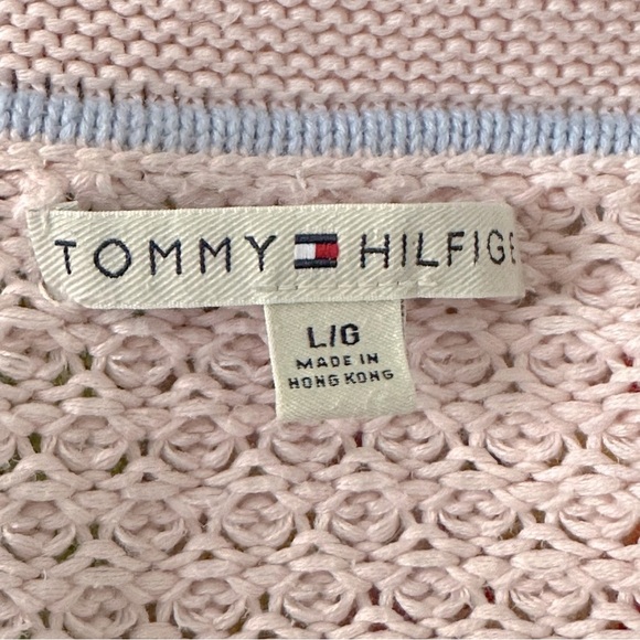 TOMMY HILFIGER Vintage Y2K Pink Knit Cardigan Sweater School Girl Preppy Large - Picture 10 of 14